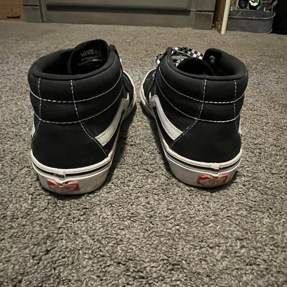 Black and White Vans Sk8 High-Top Sneakers - Picture 8 of 10